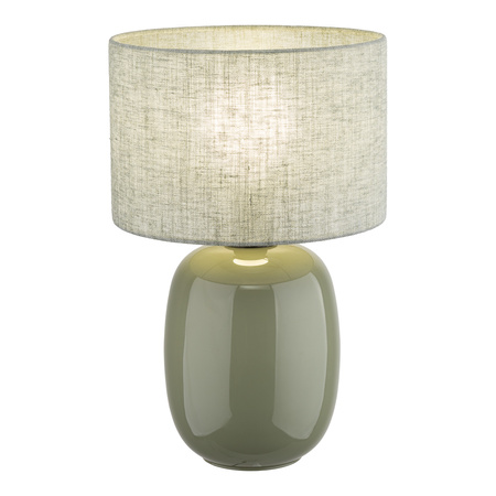 Lampka stołowa szklana w kolorze oliwkowym z lnianym abażurem 1xE27 MELODY OLIVE Tk Lighting 16183