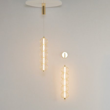 Złota pojedyńcza lampa wisząca LED 3000K z kulistych metalowych obręczy Golden Cage MOD216PL-L10G3K Maytoni