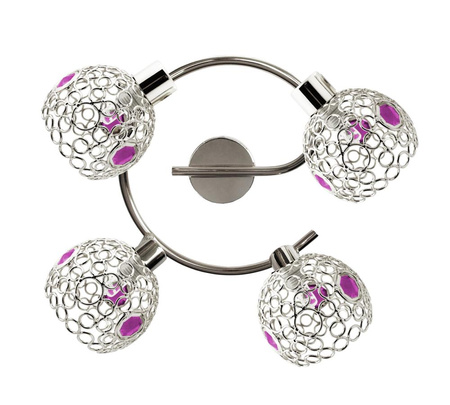 LAMPA ARON SPIRALA 4X40W G9 CHROM KRYSZTAŁ FIOLET Candellux 98-12289