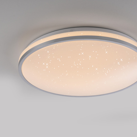 Okrągła lampa sufitowa 38cm z srebrną obramówką z funkcją SwitchMo KYLE LED 3000K Just Light 14294-21