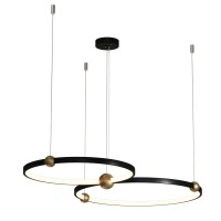 Lampa Wisząca dwa czarne połączone ringi 50cm i 40cm Kido M LED PL0139 Yaskr
