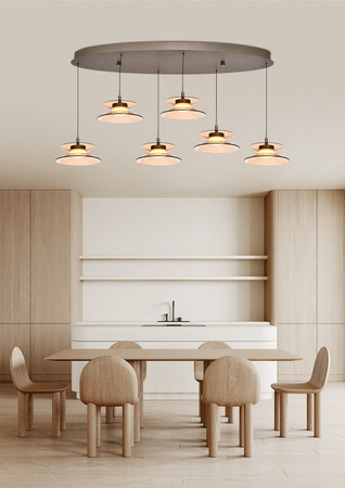 Lampa wisząca szóstka owalna Crema brąz / klosz coffee Aviano Lighting 7058-621
