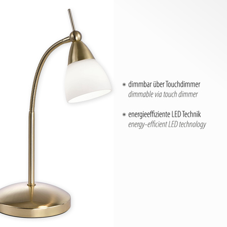 LAMPA STOŁOWA MATOWY MOSIĄDZ z wyginanym ramieniem 1xG9 PINO 4001-60 