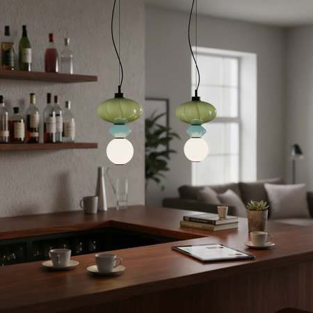Lampa wisząca z ceramiki zielono-niebieska LED 3000K Tordi Italux PND-94721-1A-MLTI