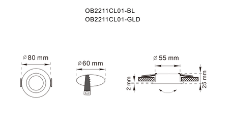 Oprawa wpuszczana okrągła FINN GU10 Zuma Line OB2211CL01-BL