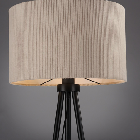 Lampa podłogowa czarna na trójnogu z beżowym abażurem DURO Just Light 1xE27 14894-39