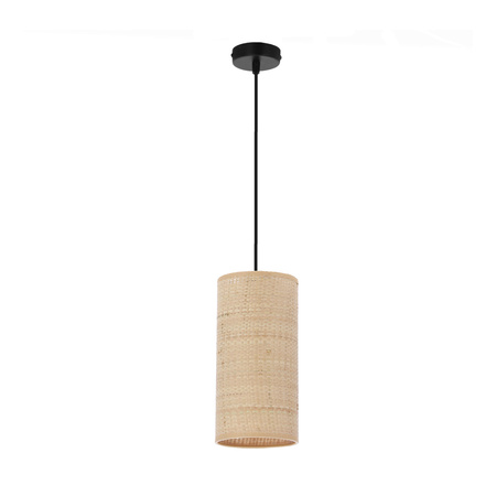 Fleri lampa wisząca czarny 1x60 e27 abażur 12x25 beżowy ratan Candellux 31-19622