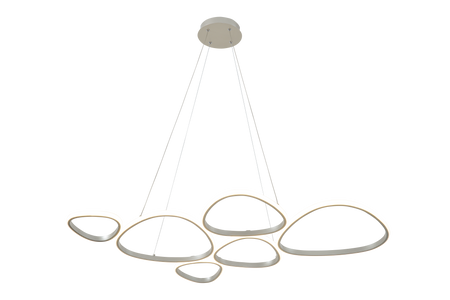 Designerska lampa wisząca LED 6 nieregularnych ringów w kolorze beżowym HURON LED 3000K Zuma Line 2023519P6-BE