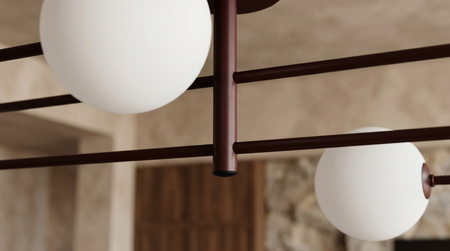 Burgundowa lampa sufitowa z czterema kulami BALU Kaja Lighting K-6021