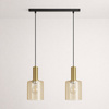 Czarna lampa wisząca z bursztynowymi kloszami AIGO Kaja Lighting K-5876