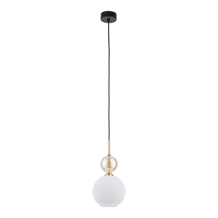 Pojedyńcza lampa wisząca z białym ryflowanym kloszem i ozdobną kulą SOPHIA COGNAC WHITE 1XE14 Tk Lighting 11590