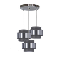 Hare lampa wisząca chromowy talerz 3x60w e27 abażur szary+srebrny Candellux 33-18496