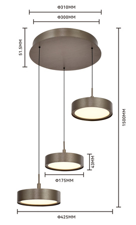Lampa wisząca trójka okrągła Valensole brąz Aviano Lighting 5062-321