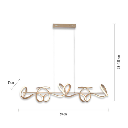 Lampa wisząca zawijana nad stół w kolorze matowego mosiądzu CURLS LED 3000K z funkcją SimplyDim Just Light 19033-60 