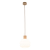 Lampa wisząca szklany klosz 20cm z dodatkiem drewna MELIA 1xE27 Tk Lighting 11090