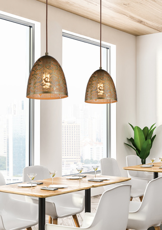SFINKS LAMPA WISZĄCA 20/21 STOŻEK 1X60W E27 AŻUROWY PATYNA Candellux 31-43306