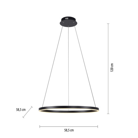Lampa wisząca antracytowy okrąg 58cm LED 3000K z funkcją ściemniania SwitchMo RITUS Just LIght 15394-13