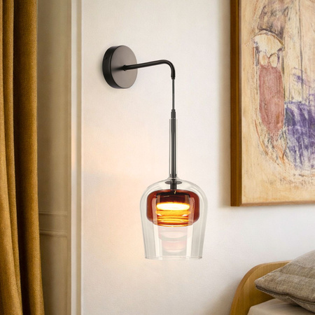 Kinkiet ścienny zwisający GLAXI 1xGX53 z podwójnym kloszem bezbarwny+brązowy Candellux Studio 21-50410