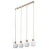 Poczwórna lampa wisząca z ryflowanymi kloszami i dodatkiami drewna BALLO 4xE14 Tk Lighting 11051