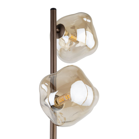 Brązowa lampa podłogowa z trzema koniakowymi szklanymi kloszami 3xG9 LAVA BROWN Tk Lighting 16150