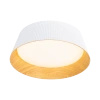 Biały karbowany plafon o średnicy 46cm z imitacją drewna Fabio Maxlight C0283