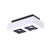 Oprawa natynkowa NIKEA 2 GU10 WH/BK AZZARDO AZ4433 - nowoczesny, podwójny plafon LED do wnętrz