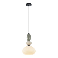 Lampa wisząca pojedyńcza o średnicy 22,5cm z elementami ceramiki 1xE27 Domali Italux PND-36816-1E-BK-WH