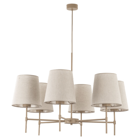 Żyrandol klasyczny z sześcioma abażurami z lnu ELIZABETH SABIA 6xE27 Tk Lighting 11167