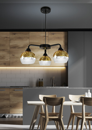CROMINA GOLD LAMPA WISZĄCA 3X60W E27 CZARNY Candellux 33-57259