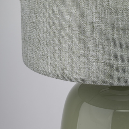 Lampka stołowa szklana w kolorze oliwkowym z lnianym abażurem 1xE27 MELODY OLIVE Tk Lighting 16183