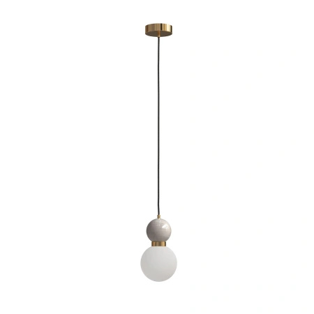 Lampa wisząca Bilo II 1xG9 biały szklany klosz z ozdobną marmurową kulą PL0137 Yaskr