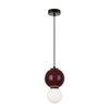 Lampa wisząca bordowa kula z ceramiki 15cm wraz ze szklanym białym kloszem LED 3000K Pieve Italux PND-95221-1S-PRP