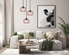 Lampa wisząca potrójna ze szklanymi brązowymi kloszami 3xE27 Pansol Italux PND-2940-3AS-BK-CF
