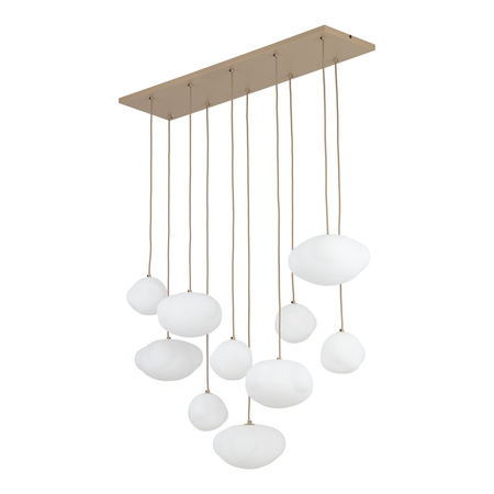Lampa wisząca 10 nieregularnych szklanych kloszy na prostokątnej podstawie w kolorze sabia NEBIA SABIA 10xG9 Tk Lighting 10754