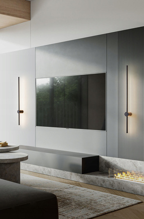 Nowoczesny czarny kinkiet 90 cm LED 3000K podświetlający ścianę 12W regulowany