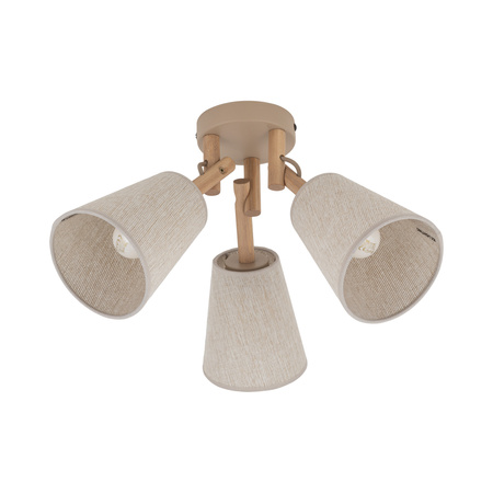 Lampa sufitowa potrójna z abażurkami i elementami drewna VAIO SABIA 3XE27 Tk Lighting 11605
