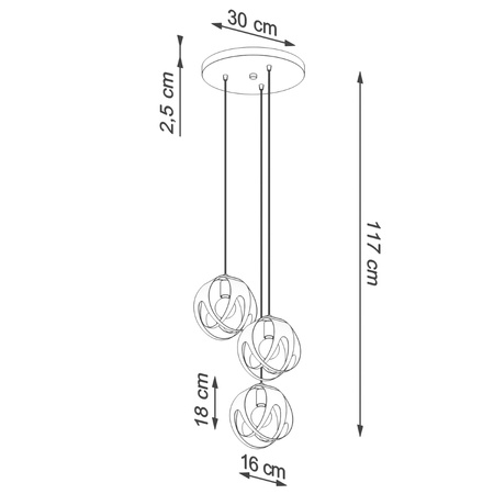 Lampa wisząca TULOS 3P czarna Sollux SL.1088