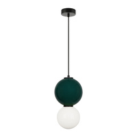 Lampa wisząca zielona kula ceramiczna 18cm wraz ze szklanym białym kloszem LED 3000K Pieve Italux PND-95221-1M-GRN