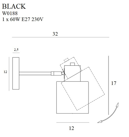 Kinkiet BLACK MaxLight W0188