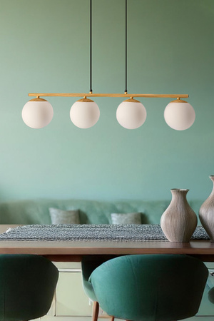 Carrine lampa wisząca drewniany 4x40W E14 klosz biały Candellux 34-37442