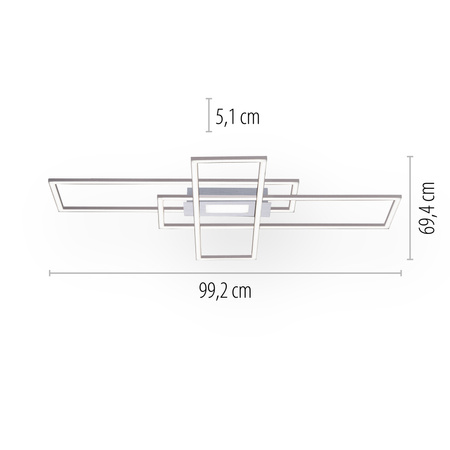 Lampa sufitowa srebrna prostokąty LED sterowana pilotem ASMIN Just Light 14693-55
