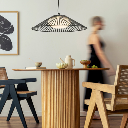 Czarna lampa wisząca ażurowy metalowy klosz z białym szklanym dyfuzorem SONTE 60 cm 1xGX53 Candellux Studio 31-50922