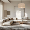 Beżowa lampa wisząca walec 40cm tkaninowy klosz SHANTI 1xE27 Candellux Studio 31-38685