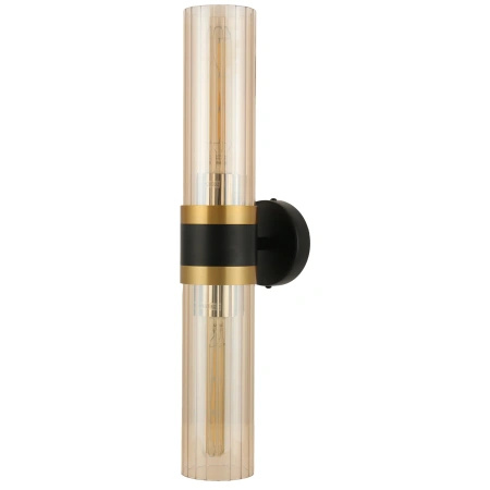 Czarny kinkiet Malika 2xE27 z kloszami miodowymi WL0123-2 Yaskr