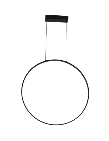 Lampa wisząca czarna z pionowym pierścieniem 60cm - nowoczesny design RASCAL 3000K Zuma Line PEN4105-60BK