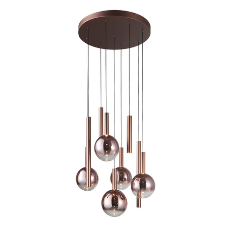 Lampa wisząca miedziana na kole 9xLED 3000K Camino Italux PND-24038-9A-COPP