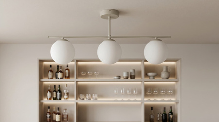 Prosta, kaszmirowa listwa sufitowa z kloszami RAYA Kaja Lighting K-6042