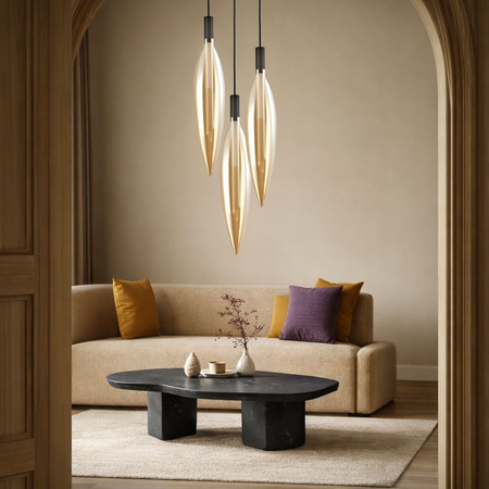 Lampa wisząca z podłużnym szpiczastym bursztynowym szklanym kloszem NORDIC 1xG9 Candellux Studio 31-51318