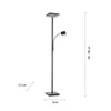 Czarna lampa podłogowa z boczną lampką LED do czytania HANS 3000K Just Light 11710-18