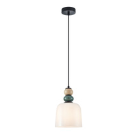 Lampa wisząca pojedyńcza o średnicy 16cm z elementami dekoracyjnymi  1xE27 Bonata Italux PND-36573-1C-BK-WH